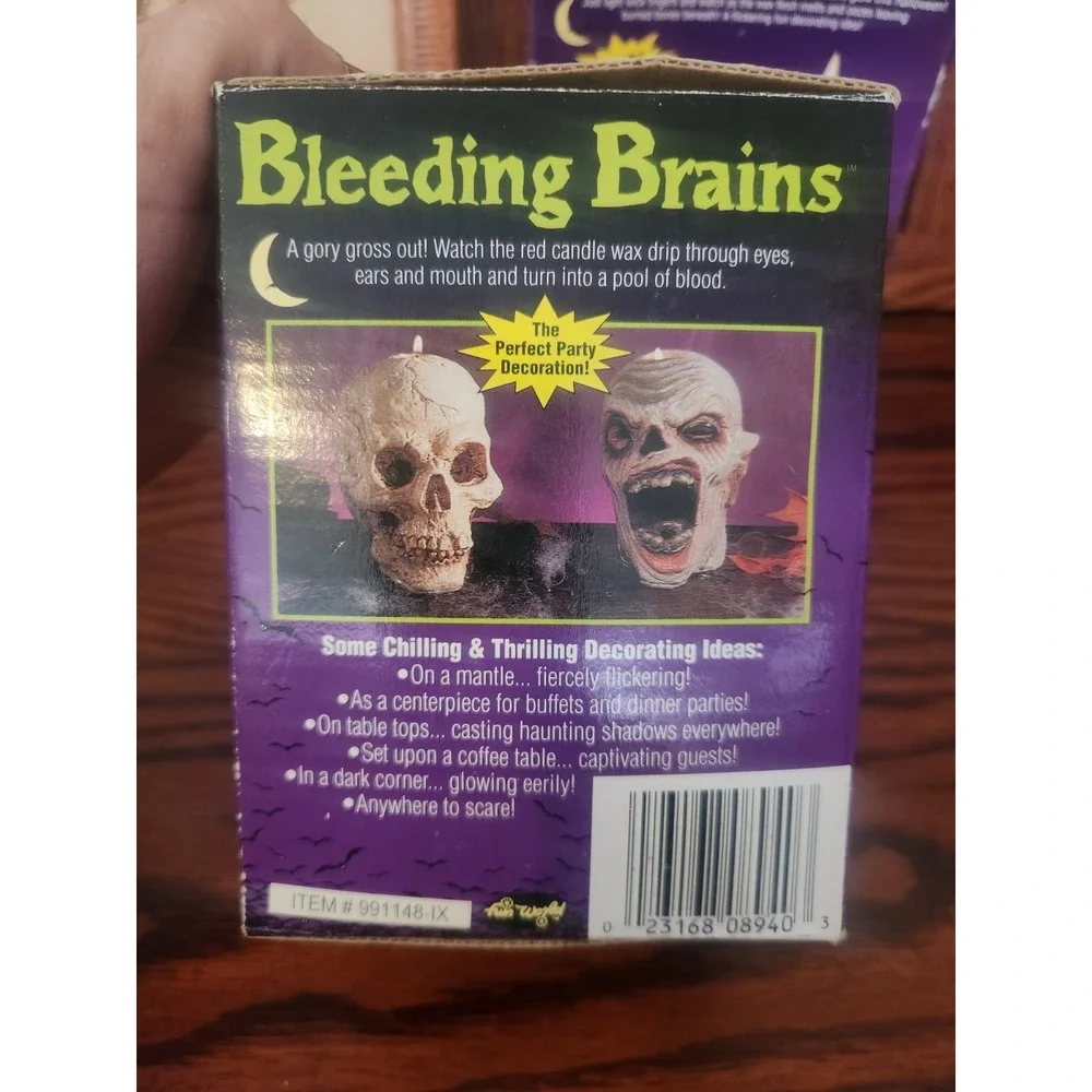 Vintage Fun World Halloween Flesh & Bones Candle And Bleeding Brain Candle